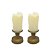 Jogo 2 Velas Eletrônica LED Castiçal Ouro Envelhecido 13cm Efeito Moving - Bela Flor - Imagem 1