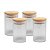 Kit 4 Porta Mantimento Vidro Borossilicato Tampa Hermética Bambu 90ml - Wolff - Imagem 1