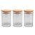 Jogo 3 Porta Mantimento Vidro Borossilicato Tampa Hermética Bambu 90ml - Wolff - Imagem 1
