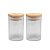 Jogo 2 Potes Hermético Porta Mantimento Vidro Borossilicato Tampa Bambu 90ml - Wolff - Imagem 1