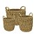 Jogo 3 Cestos em Seagrass Fibra Natural Trançado com Alças Caubi Grande 25cm a 37cm - Jolitex - Imagem 1