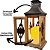 Jogo 2 Lanternas Decorativa Iluminada Madeira e Ferro Rústico Com Vela LED 55cm e 37cm - Imagem 3