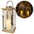 Lanterna Decorativa Iluminada Inox e Madeira Grande 60cm com Vela LED - Empório Decor - Imagem 1