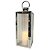 Lanterna Decorativa Iluminada Inox e Vidro Canelado Luxo 40cm e Vela LED - Mabruk - Imagem 1