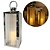 Lanterna Decorativa Iluminada Inox e Vidro Canelado Luxo 40cm e Vela LED - Mabruk - Imagem 5