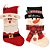Jogo 2 Meias Natalina Pelúcia Tricô Premium Boneco de Neve e Papai Noel 46cm - Magizi - Imagem 1
