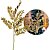 Kit 2 Galhos Haste Folhagem Natalina Decorativa Dourado Glitter Brilhante 45cm - Bela Flor - Imagem 3