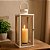 Lanterna Decorativa Metal Branco Prime e Madeira com Vidro 38cm x 13cm - Imagem 2
