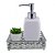 Conjunto Decorativo para Banheiro Porta Sabonete Líquido Porcelana, Vaso Suculenta e Bandeja Espelhada Prata - Imagem 1