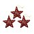 Kit 3 Estrelas Natal Arabesco Vazada Tridimensional Glitter Vermelho 9cm - Magizi - Imagem 1