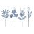 Conjunto 4 Galhos Natalinos Folhagem Decorativa Glitter Azul 30cm - Magizi - Imagem 1