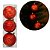 Kit 3 Bolas Natal Vermelho Fosco Decoradas Mensagens Dourado 8cm - Magizi - Imagem 4