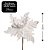Jogo 3 Flores Bico de Papagaio Pick Natal Textura Veludo Branco 22cm - Magizi - Imagem 5