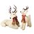 Jogo 2 Renas Decorativas Natalinas Pelúcia Creme em Pé e Deitada Cachecol Xadrez Vermelho e Marrom 24cm - Imagem 1