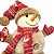 Jogo Rena e Boneco de Neve Decorativo Natal Pelúcia Gorro e Cachecol Crochê Vermelho 40cm e 30cm - Imagem 7