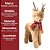 Rena Decorativa Natal Pelúcia Marrom Claro Cachecol Crochê Vermelho 40cm - Imagem 6