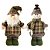 Jogo Papai Noel e Boneco de Neve Decorativo Natal Pé Pelúcia Xadrez Verde Cachecol e Gorro Crochê 40cm - Imagem 1
