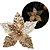 Pick Natalino Flor Bico de Papagaio Vazado em Veludo Champanhe Luxo com Glitter e Lantejoulas 22cm - Imagem 3