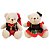 Jogo Casal Urso Pelúcia Natalino Creme Prime Roupa Xadrez Vermelho e Verde 20cm - Master Christmas - Imagem 1