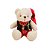 Urso Pelúcia Natalino Creme Prime Colete Xadrez Verde e Marrom Gorro e Gravata Vermelho 20cm - Master Christmas - Imagem 1