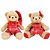 Jogo Casal Urso Natalino Pelúcia Prime Roupa Xadrez e Laço Vermelho 20cm 2 Peças - Master Christmas - Imagem 1