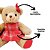 Jogo Casal Urso Natalino Pelúcia Prime Roupa Xadrez e Laço Vermelho 20cm 2 Peças - Master Christmas - Imagem 3