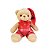Urso Pelúcia Natalino Prime Roupa Xadrez, Gravata e Gorrinho Vermelho 20cm - Imagem 1