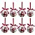 Kit 8 Bolas Natal Decoradas Brancas Estampa Rena Love e Laço Vermelho 7,5cm - Imagem 1