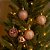 Jogo 9 Bolas Natal Textura Folha Palmeira Rosê Metalizado Luxo e Glitter Vazado 6cm - Imagem 2