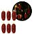 Jogo 6 Pinha Natural Pendente Natalina 8,5cm com Glitter Vermelho e Cordão para Pendurar - Imagem 1