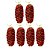 Jogo 6 Pinha Natural Pendente Natalina 8,5cm com Glitter Vermelho e Cordão para Pendurar - Imagem 5