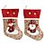 Jogo 2 Botas Decorativa Meia Natalina Papai Noel e Boneco de Neve Tecido Linho Bege e Xadrez 35cm - Imagem 1