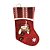 Bota Decorativa Meia Natal Boneco de Neve Tecido Linho Vinho e Xadrez com Guizo 35cm - Imagem 4