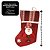 Bota Decorativa Meia Natal Papai Noel Tecido Linho Vinho e Xadrez com Guizo 35cm - Imagem 4
