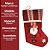 Bota Decorativa Meia Natal Papai Noel Tecido Linho Vinho e Xadrez com Guizo 35cm - Imagem 6