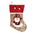 Bota Decorativa Meia Natalina Papai Noel em Tecido Linho Bege com Detalhes Vermelhos e Xadrez 35cm - Imagem 4