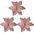 Kit 3 Flores Bico de Papagaio Pick Natalino Glitter e Lantejoulas Rosê Luxo 30cm - Imagem 1
