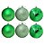 Conjunto 6 Bolas de Natal Verde Prime Texturas Mistas 10cm Glitter, Brilho e Fosca - Imagem 1