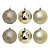 Conjunto 6 Bolas de Natal Champanhe Prime Texturas Mistas 10cm Glitter, Brilho e Fosca - Imagem 1