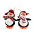 Jogo 2 Pinguins Pelúcia Decorativos Natal com Gorrinho e Cachecol 12cm x 8cm Preto Branco Vermelho - Imagem 1