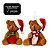 Jogo 2 Ursinhos Decorativos Natal Pelúcia Caramelo Prime com Gorrinho, Cachecol Listrado e Saco de Presentes 10cm - Imagem 3