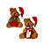 Jogo 2 Ursinhos Decorativos Natal Pelúcia Caramelo Prime com Gorrinho, Cachecol Listrado e Saco de Presentes 10cm - Imagem 1