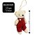 Jogo 2 Ursinhos Decorativos Natal Pelúcia Creme Casal Roupa Veludo Canelado Terracota 12cm - Imagem 4
