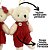 Jogo 2 Ursinhos Decorativos Natal Pelúcia Creme Casal Roupa Veludo Canelado Terracota 12cm - Imagem 5