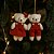 Jogo 2 Ursinhos Decorativos Natal Pelúcia Creme Casal Roupa Veludo Canelado Terracota 12cm - Imagem 2