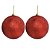 Kit 2 Bolas de Natal Vermelhas Glitter Luxo Grande 12cm com Cordão para Pendurar - Imagem 1