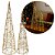 Jogo 2 Árvores Decorativas Aramadas Dourado Iluminada LED Luxo Cone 50cm e 40cm - Imagem 7