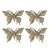 Jogo 4 Borboletas Champanhe Glitter 12x18cm Enfeite Natal com Presilha - Imagem 1