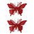 Jogo 2 Borboletas Vermelho Glitter 12x18cm Enfeite Natal com Presilha - Imagem 5