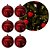 Jogo 6 Bolas de Natal Vermelho Premium 8cm Brilho Espelhado com Cordão para Pendurar - Imagem 1